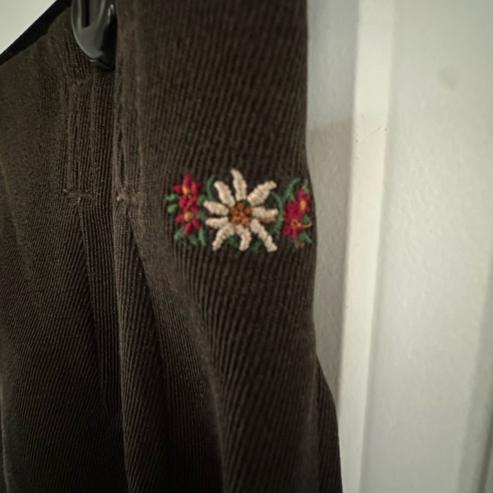 Vintage Post Card Italian Design Ski Pants Brown Floral Embroidered Stirrup - XS - Picture 4 of 16